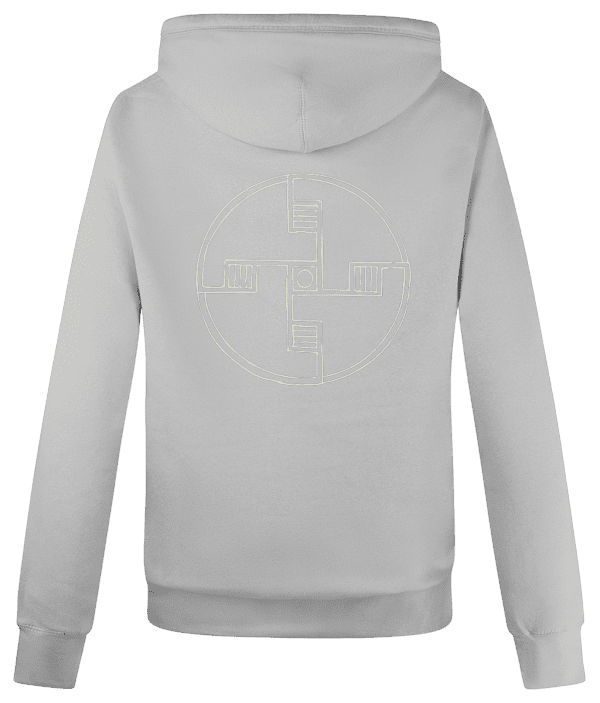 Cross Neck Hoodie - Stepped Sunwheel, Cream, Back - Image 2