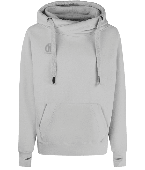Cross Neck Hoodie Hoodie - Triskelion Spiral, Cream, Back