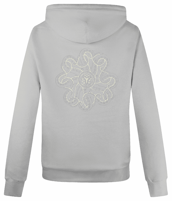 Cross Neck Hoodie - Seal of R'lyeh, Cream, Back - Image 2