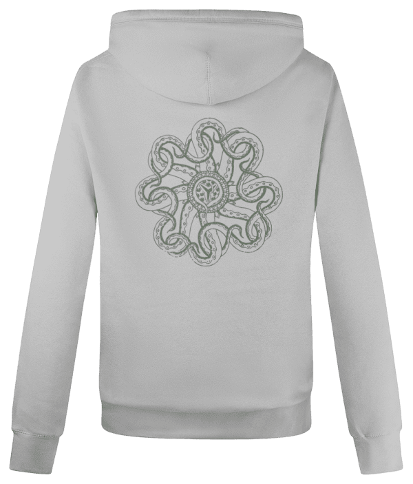 Cross Neck Hoodie Hoodie - Seal of R'Lyeh, Mid Green, Back - Image 2