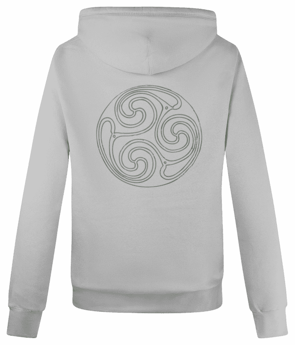Cross Neck Hoodie - Trinity Shield, Mid Green, Back - Image 2
