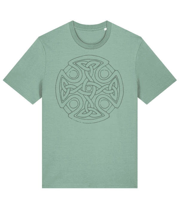 T-shirt - Celtic Cross Weave, Mid Green, Front