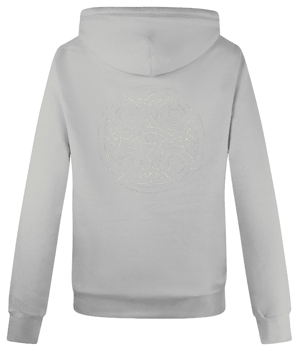 Cross Neck Hoodie - Celtic Cross Weave, Cream, Back - Image 2