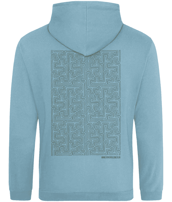 College Hoodie - Maze of Ancestors, Mid Green, back print