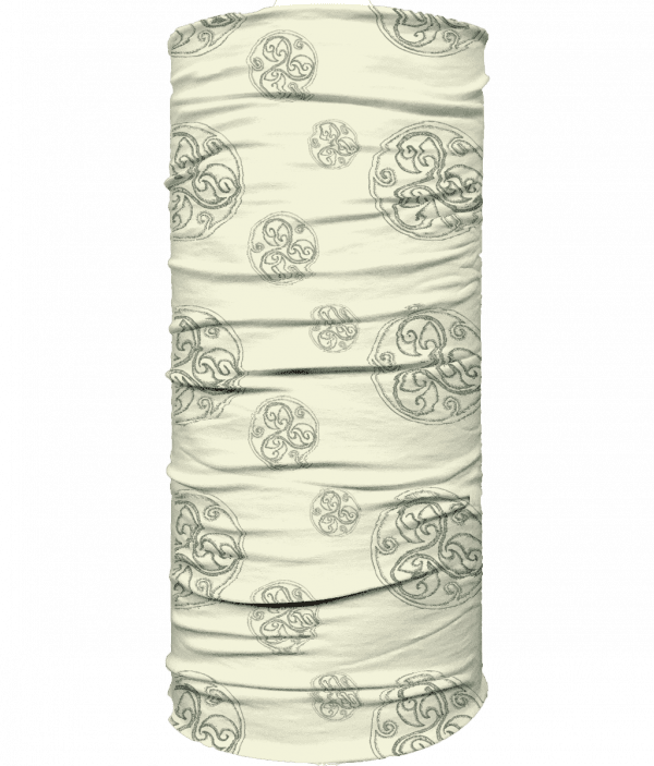 Multi Use Face Covering - Triskelion Spiral green on cream