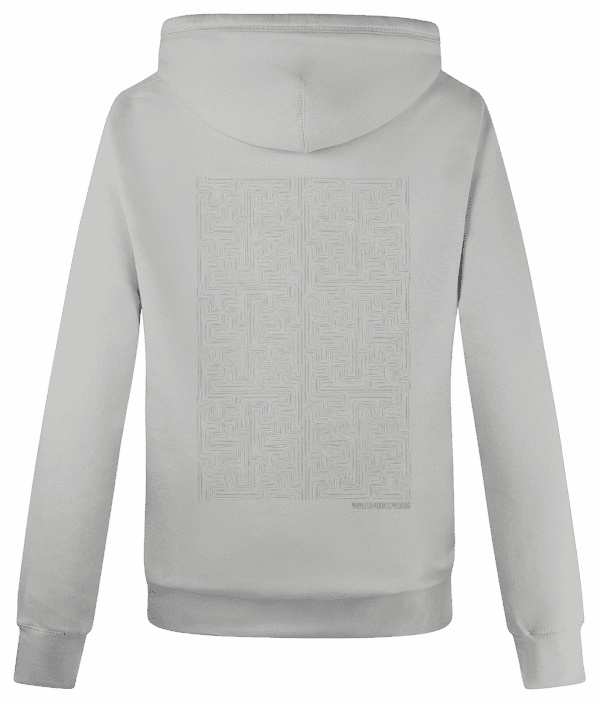 Cross Neck Hoodie - Maze of ancestors, Cream, Back - Image 2