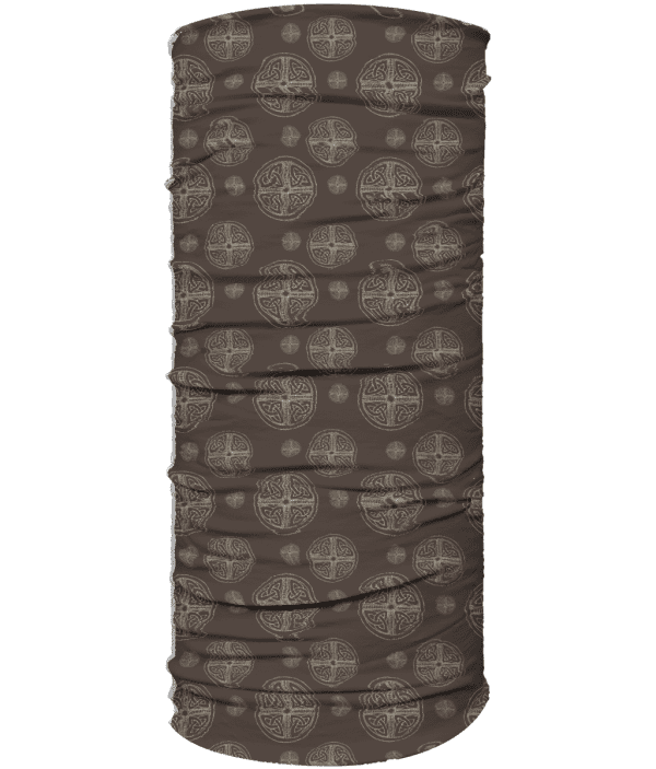 Multi Use Face Covering - Celtic cross knot Cream on dark brown