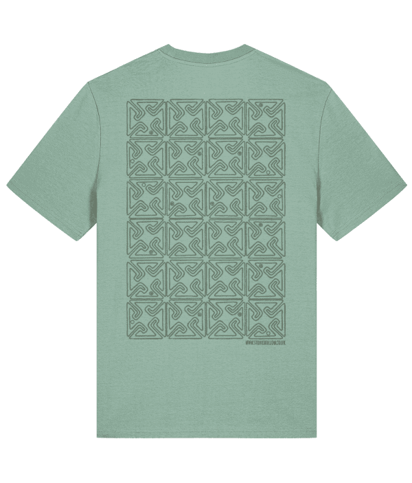 T-shirt - Knotted Harmony Grid, Mid Green, Back - Image 2