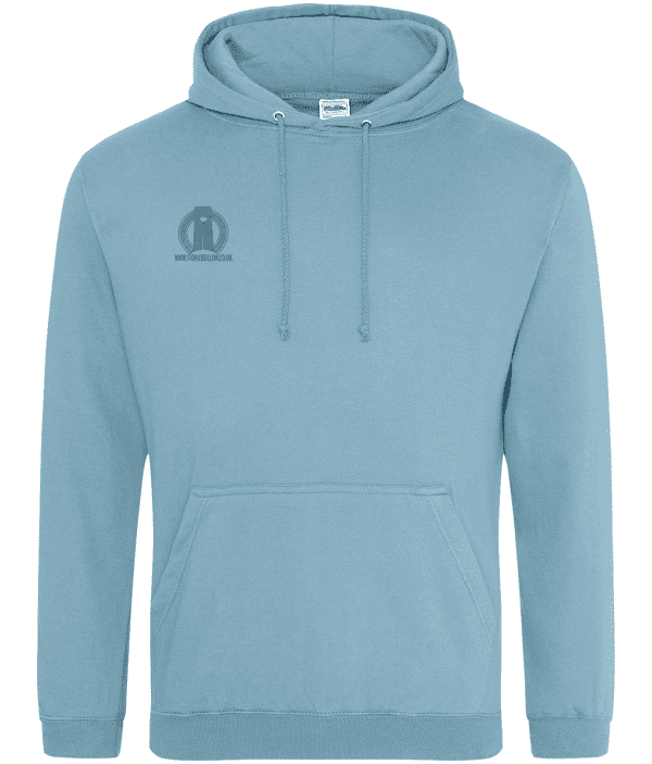 College Hoodie - Knotted Harmony Grid, Mid Green, Back