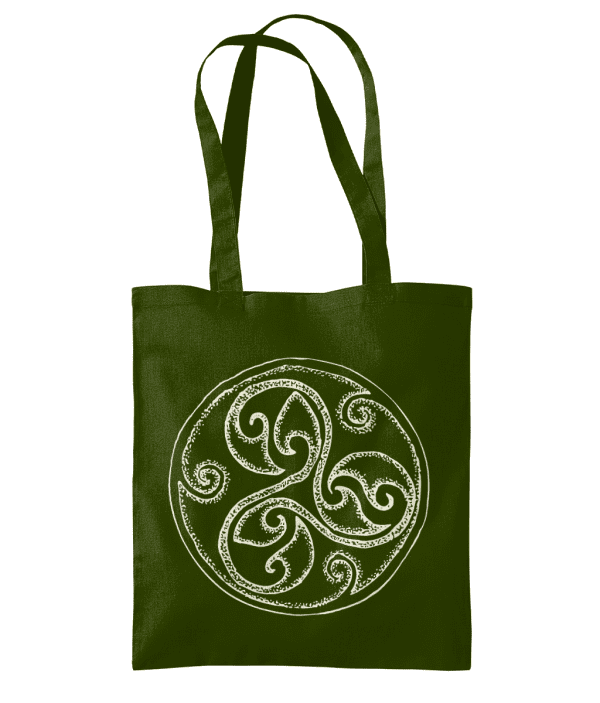Bag for Life - Long Handles - Triskelion Spiral, Cream, Front