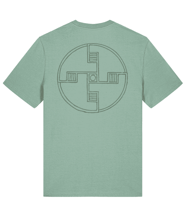 T-shirt - Stepped Sunwheel, Mid Green, Back - Image 2