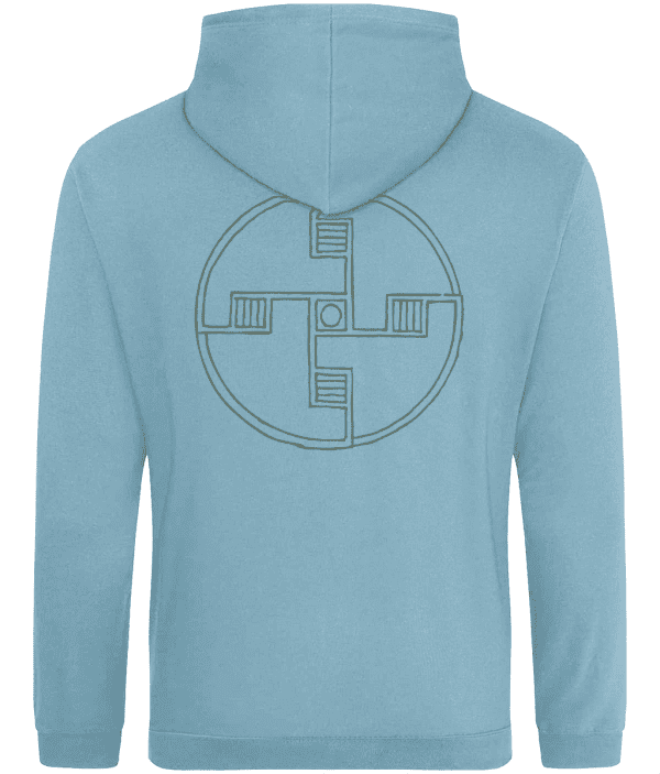 Hoodie - Stepped Sunwheel, Mid Green, Back