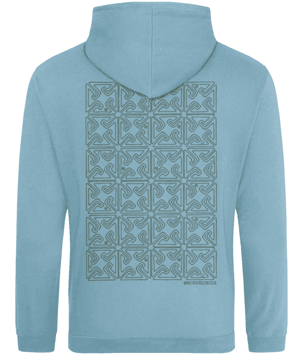 College Hoodie - Knotted Harmony Grid, Mid Green, Back - Image 2