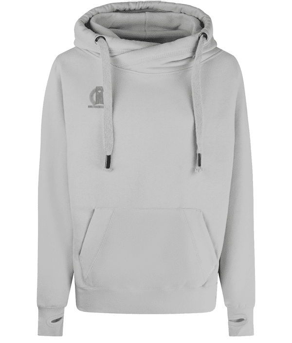 Cross Neck Hoodie - Knotted Harmony Grid, Mid Green, Back