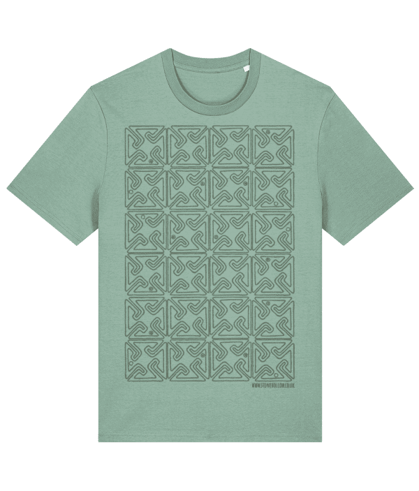 T-shirt - Knotted Harmony Grid, Mid Green, Front