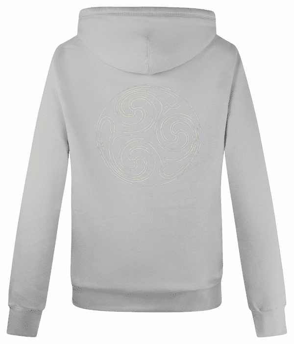 Cross Neck Hoodie - Trinity Shield, Cream, Back - Image 2