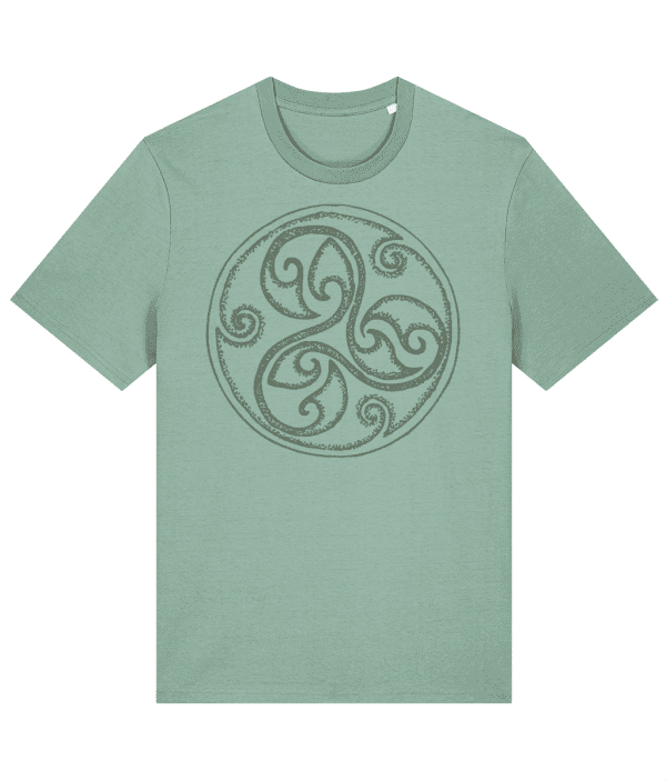 T-shirt - Triskelion Spiral, Mid Green, Front